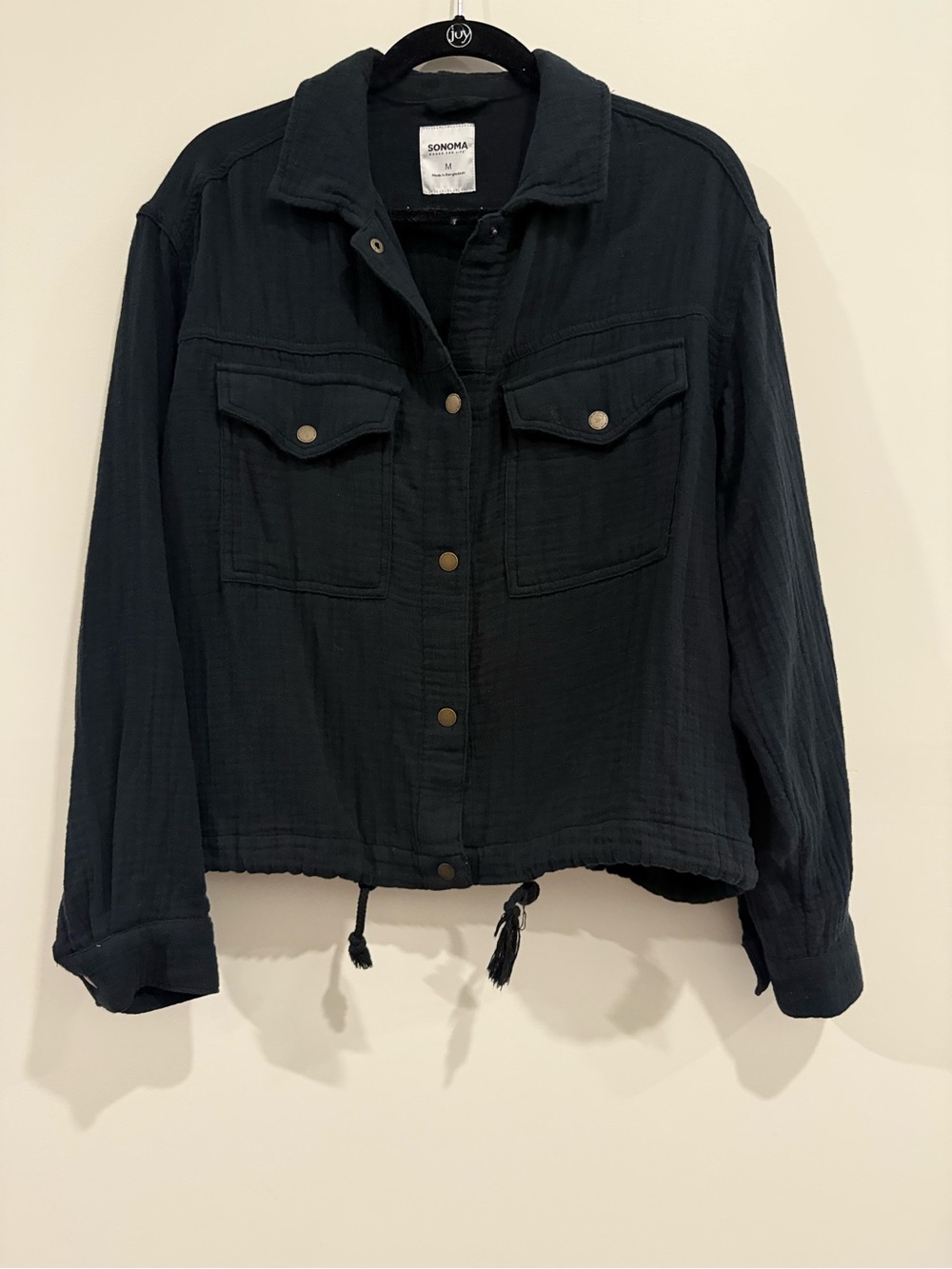 SONOMA Lightweight Black Cotton Button-Front Jacket, Medium